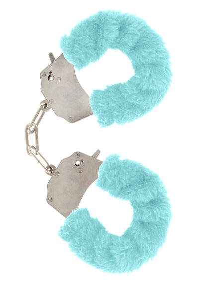 Furry Fun Cuffs Aqua – Niebiesko-turkusowe kajdanki z miękkim futerkiem do zmysłowych zabaw - obrazek 2