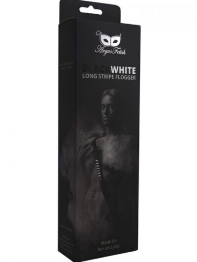 Black White Long Stripe Flogger – Dwukolorowy Pejcz BDSM - obrazek 3