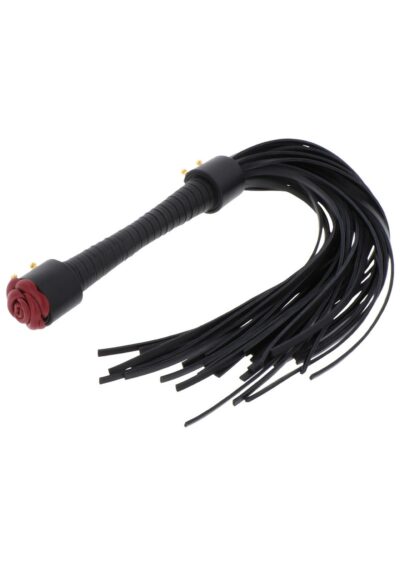 Wild Roses Whip Black – Czarny Pejcz BDSM z Motywem Róży