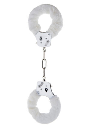 Furry Fun Cuffs White – Białe kajdanki z miękkim futerkiem do zabaw erotycznych - obrazek 3