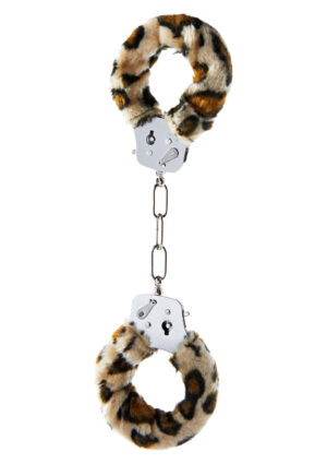 Furry Fun Cuffs Leopard – Kolorowe kajdanki z miękkim futerkiem do zmysłowych zabaw - obrazek 3
