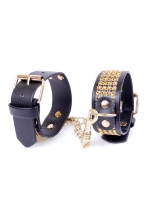Fetish B Series Handcuffs with Crystals Gold – Złote Kajdanki z Kryształkami - obrazek 3