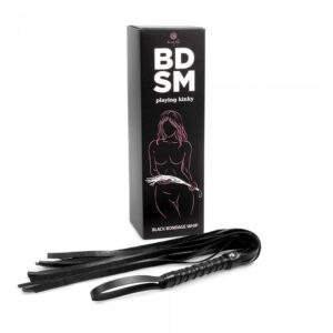 Pejcz Black Bondage Whip – Klasyczny Czarny Pejcz BDSM z Rączką - obrazek 3