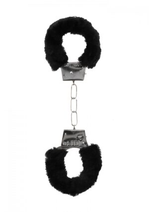 Pleasure Furry Hand Cuffs with Quick Release Button – Kajdanki z futerkiem i szybkim zwolnieniem - obrazek 3