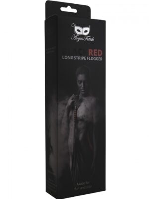 Black Red Long Stripe Flogger – Czarno-Czerwony Flogger BDSM z Długimi Rzemieniami - obrazek 3
