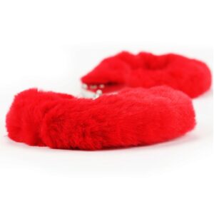 Fetish Pleasure Metal Handcuffs Red – Czerwone metalowe kajdanki do zmysłowych zabaw - obrazek 3