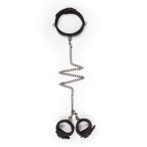 Leather Collar with Handcuffs – Skórzana obroża z kajdankami na ręce | Akcesoria BDSM - obrazek 3