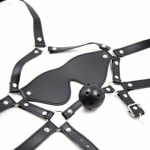 Maska BDSM z oddychającym kneblem kulkowym - Ekskluzywny skórzany dodatek dla intensywnych doznań