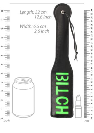 Bitch Paddle Glow in the Dark – Czarna Paletka z Neonowozielonym Świecącym Napisem - obrazek 4