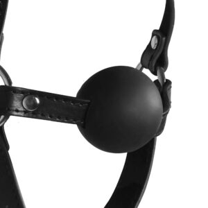 Head Harness with Solid Ball Gag   Black - obrazek 2