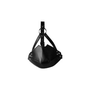 Head Harness with Mouth Cover and Solid Ball Gag   Black - obrazek 2