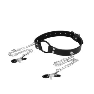 Knebel BDSM z O-Ringiem i Klamrami na Sutki - Wzmacniaj kontrolę i eksploruj granice!