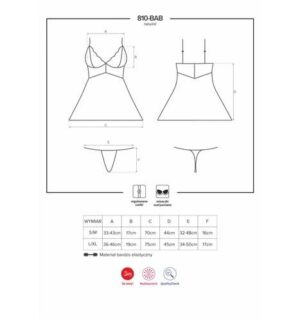 Bielizna 810 BAB 2 babydoll i stringi biała L/XL - obrazek 5