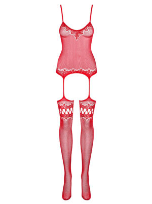 Bielizna Bodystocking F214 czerwony  S/M/L - obrazek 5