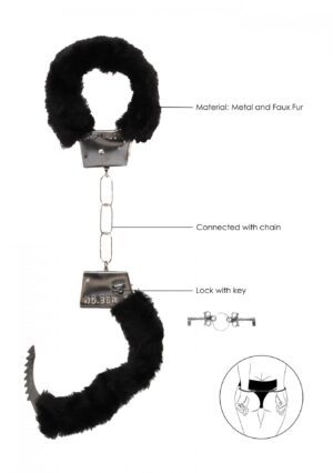 Pleasure Furry Hand Cuffs with Quick Release Button – Kajdanki z futerkiem i szybkim zwolnieniem - obrazek 5