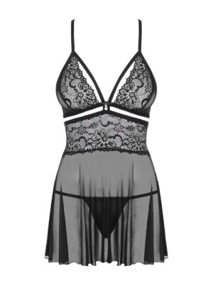 Bielizna 838 BAB 1 babydoll i stringi czarna L/XL - obrazek 5