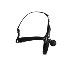 Head Harness with Solid Ball Gag   Black - obrazek 3