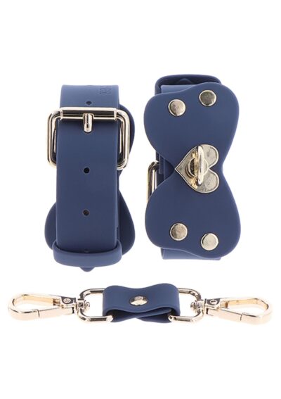 Silicone Wrist Cuffs Set Blue – Niebieskie silikonowe kajdanki na nadgarstki z regulacją - obrazek 4