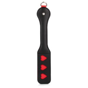 Hearts Paddle with Metal Anal Plug – Czarna Packa z Wycięciem w Kształcie Serca - obrazek 5