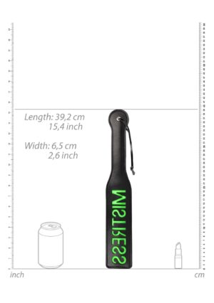 Mistress Paddle Glow in the Dark – Czarna Paletka z Neonowozielonym Świecącym Wzorem - obrazek 6