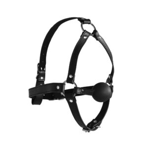 Head Harness with Solid Ball Gag   Black