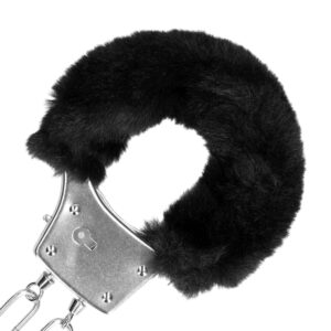 Furry Metal Hand Cuffs Black – Czarne metalowe kajdanki z futerkiem | Akcesoria erotyczne - obrazek 6