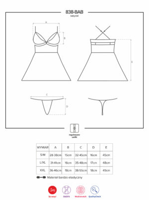 Bielizna 838 BAB 3 babydoll i stringi L/XL - obrazek 7