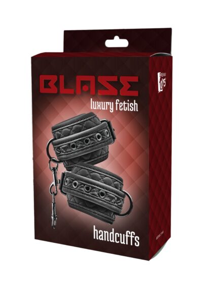 Blaze Handcuff Diamond Black – Luksusowe czarne kajdanki z pikowaniem diamentowym - obrazek 4