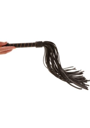 Studded Whip Black – Czarny Pejcz z Ćwiekami z Wegańskiej Skóry - obrazek 5
