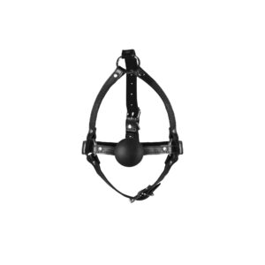 Head Harness with Solid Ball Gag   Black - obrazek 5