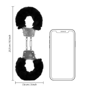 Furry Metal Hand Cuffs Black – Czarne metalowe kajdanki z futerkiem | Akcesoria erotyczne - obrazek 8